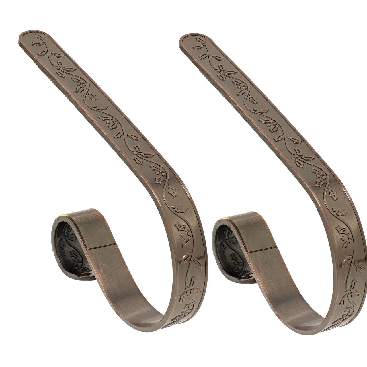 Original MantleClip® Holly Embossed Oil-Rubbed Bronze Stocking Holders, 2ct.